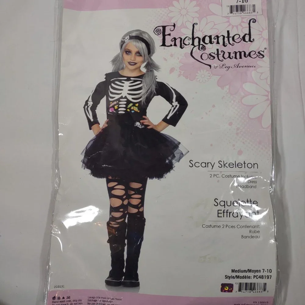 Scary Skeleton Halloween Costume Enchanted Costumes Medium Girl 7-10